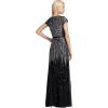imageAdrianna Papell Womens Long Beaded VNeck Dress with Cap Sleeves and WaistbandGunmetal