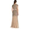 imageAdrianna Papell Womens Long Beaded VNeck Dress with Cap Sleeves and WaistbandNude