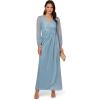 imageAdrianna Papell Womens Metallic Mesh Draped GownBelize Blue