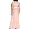 imageAdrianna Papell Womens Plus Size Floor Length Beaded Cap Sleeve VNeck DressBlush