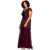 imageAdrianna Papell Womens Plus Size Floor Length Beaded Cap Sleeve VNeck DressCassis