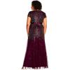 imageAdrianna Papell Womens Plus Size Floor Length Beaded Cap Sleeve VNeck DressCassis