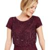 imageAdrianna Papell Womens Short Sleeve Beaded GownCassis