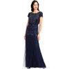 imageAdrianna Papell Womens Short Sleeve Beaded GownNavy