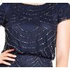 imageAdrianna Papell Womens Short Sleeve Blouson Beaded GownNavy