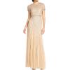 imageAdrianna Papell Womens ShortSleeve Grid Beaded GownChampagne