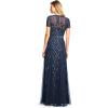 imageAdrianna Papell Womens ShortSleeve Grid Beaded GownNavy