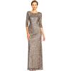 imageAdrianna Papell Womens 34 Sleeve Scoop Back Beaded GownLead