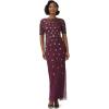 imageAdrianna Papell Womens Beaded Long 3D Floral DressCassis