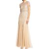 imageAdrianna Papell Womens ShortSleeve Grid Beaded GownChampagne