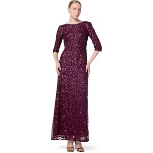 imageAdrianna Papell Womens 34 Sleeve Scoop Back Beaded GownCabernet