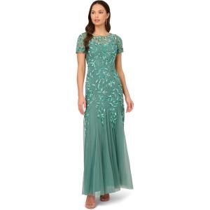 imageAdrianna Papell Womens Bead Long Dress with GodetsGreen Slate