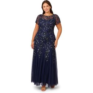 imageAdrianna Papell Womens Bead Long Dress with GodetsLight Navy