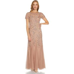imageAdrianna Papell Womens Bead Long Dress with GodetsRose Gold