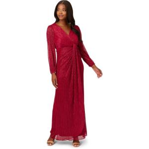imageAdrianna Papell Womens Metallic Mesh Draped GownScarlet