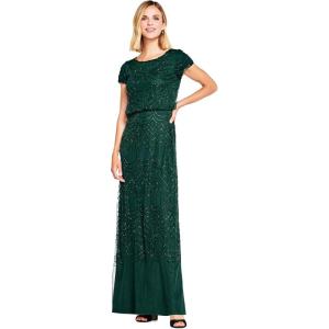 imageAdrianna Papell Womens Short Sleeve Blouson Beaded GownDusty Emerald