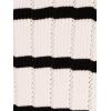 imageAdrianna Papell Womens Pointelle Short Sleeve Polo Striped VPlacket SweaterIvoryBlack