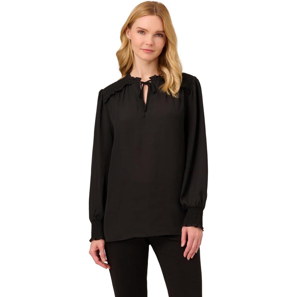imageAdrianna Papell Mens Aed Ruffle Tie TopBlack