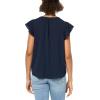 imageAdrianna Papell Womens Solid Short Ruffle Sleeve Popover BlouseBlue Moon