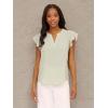 imageAdrianna Papell Womens Solid Short Ruffle Sleeve Popover BlouseIcy Sage