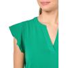 imageAdrianna Papell Womens Solid Short Ruffle Sleeve Popover BlouseVivid Green