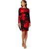 imageAdrianna Papell Womens Burnout Velvet Sheath DressBlackRed