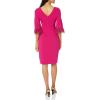 imageAdrianna Papell Womens Feather Trimmed Crepe SheathRich Magenta