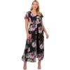 imageAdrianna Papell Womens Bell Sleeve Tie Front DressBlack Multi