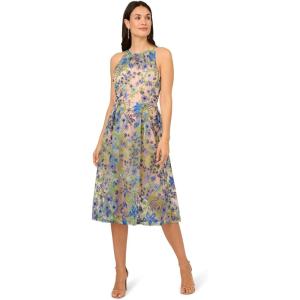 imageAdrianna Papell Womens Embroidered Fit and FlareBlue Multi