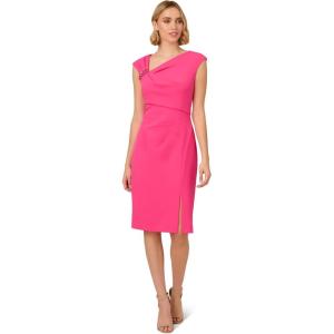 imageAdrianna Papell Womens Knit Crepe Short DressElectric Pink