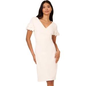 imageAdrianna Papell Womens Knit Crepe Short DressIvory