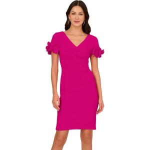 imageAdrianna Papell Womens Knit Crepe Short DressPink Flambe