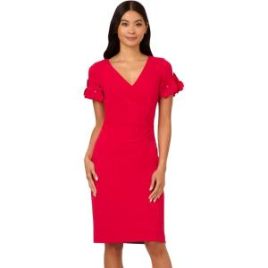 imageAdrianna Papell Womens Knit Crepe Short DressRed Rose