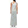 imageAdrianna Papell Womens Foil Asymmetric GownLight BlueGold