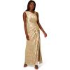 imageAdrianna Papell Womens Foil Asymmetric GownChampagneGold