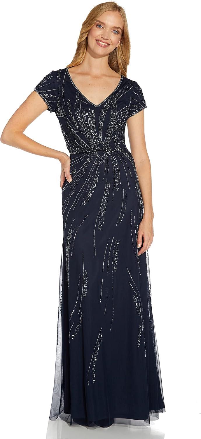 imageAdrianna Papell Womens Beaded Blouson DressMidnight