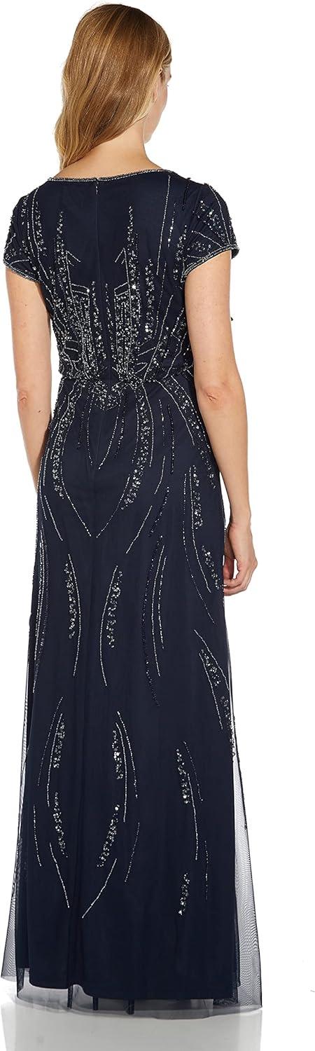 imageAdrianna Papell Womens Beaded Blouson DressMidnight