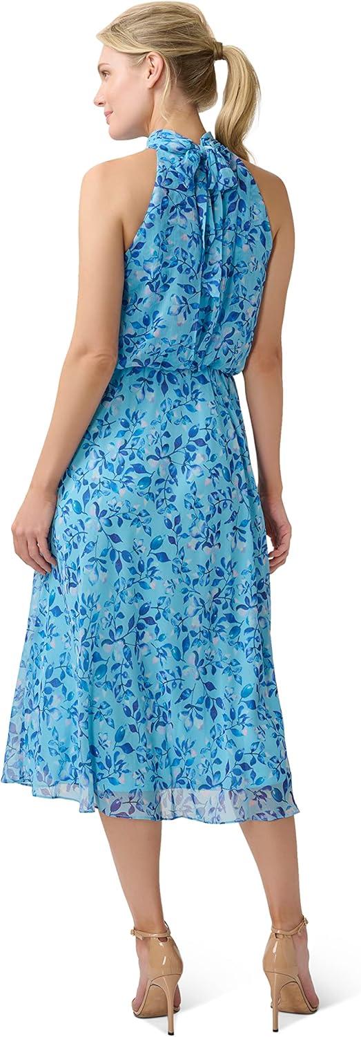 imageAdrianna Papell Womens Chiffon Printed Bias DressBlue Multi