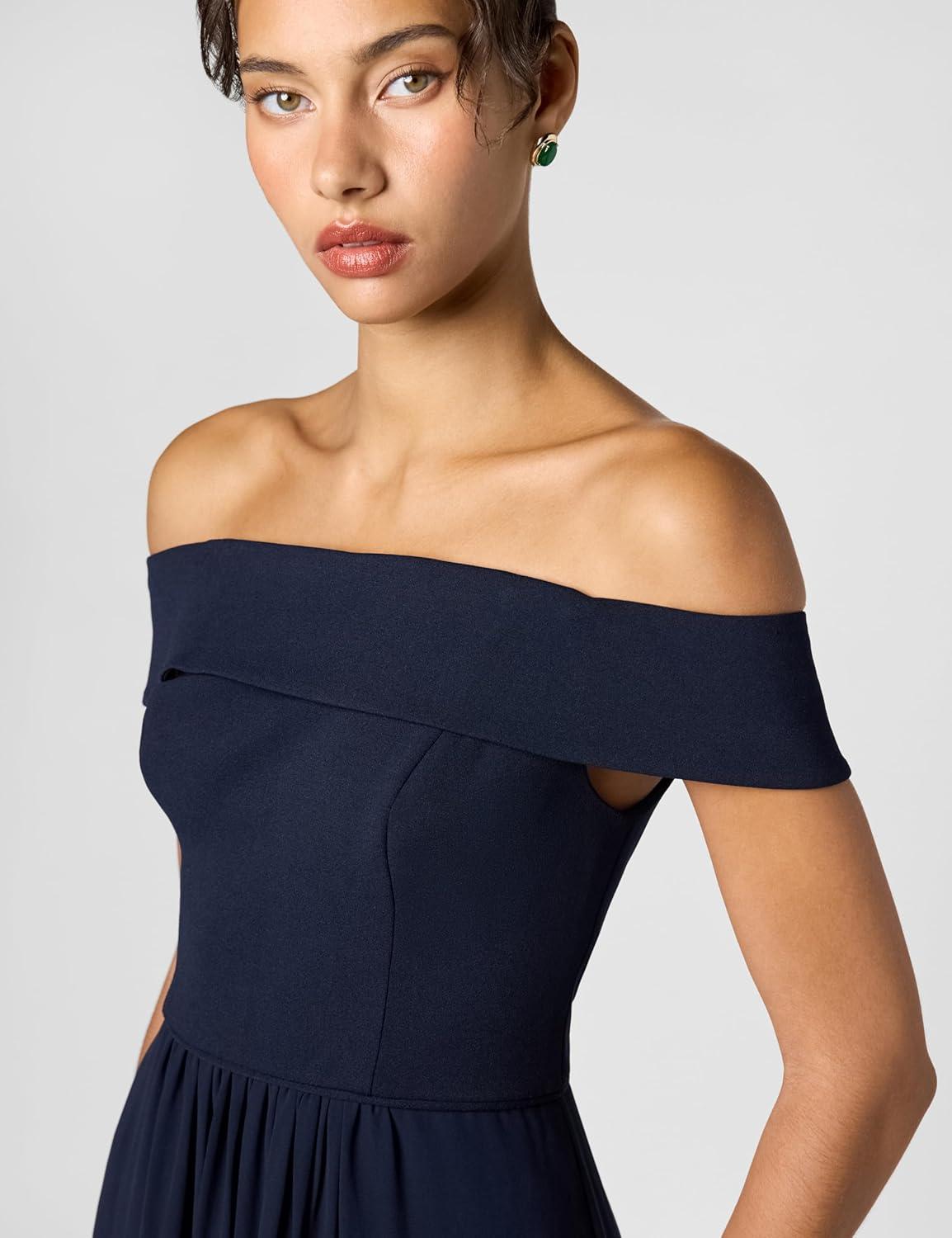 imageAdrianna Papell Womens Crepe Chiffon GownMidnight