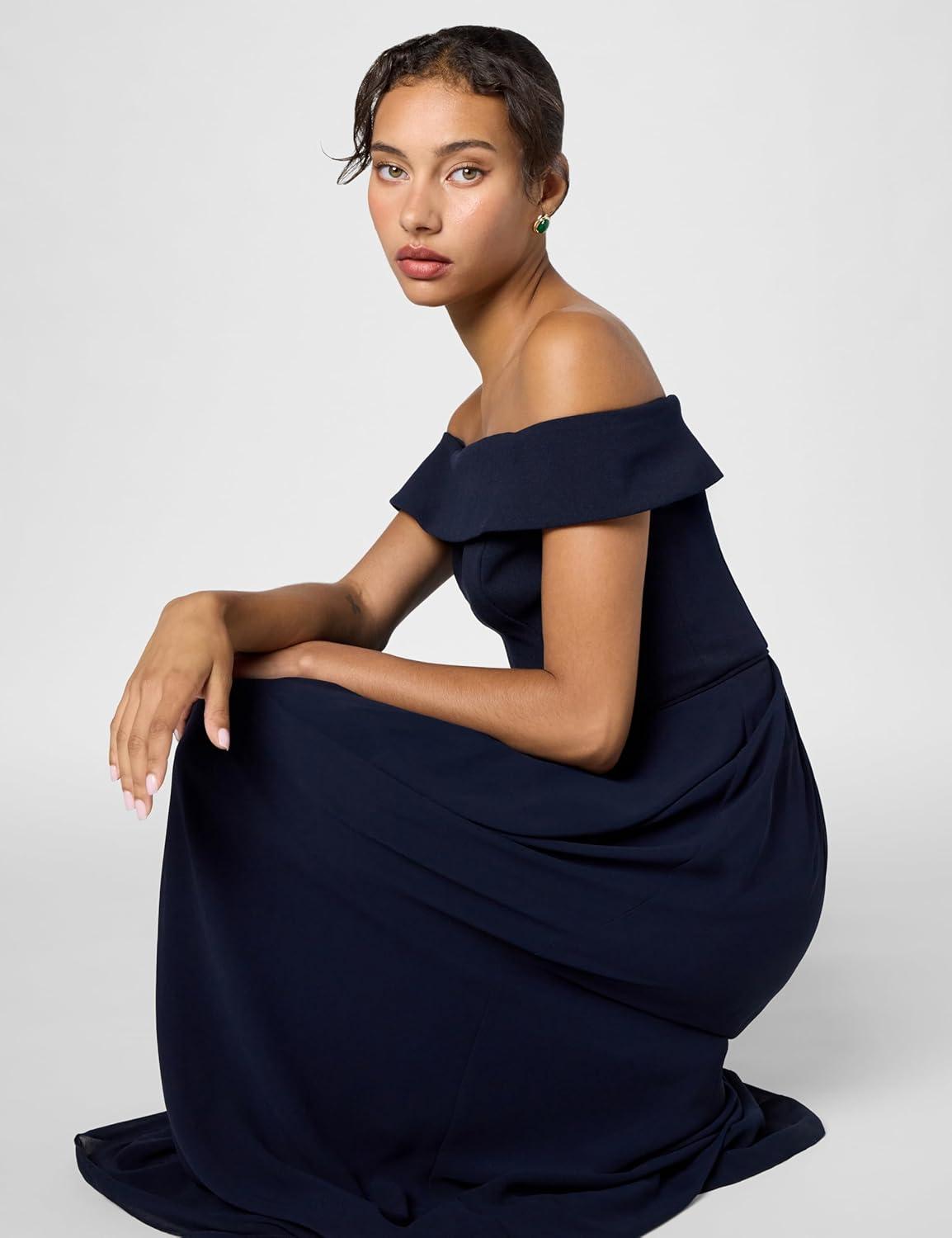 imageAdrianna Papell Womens Crepe Chiffon GownMidnight