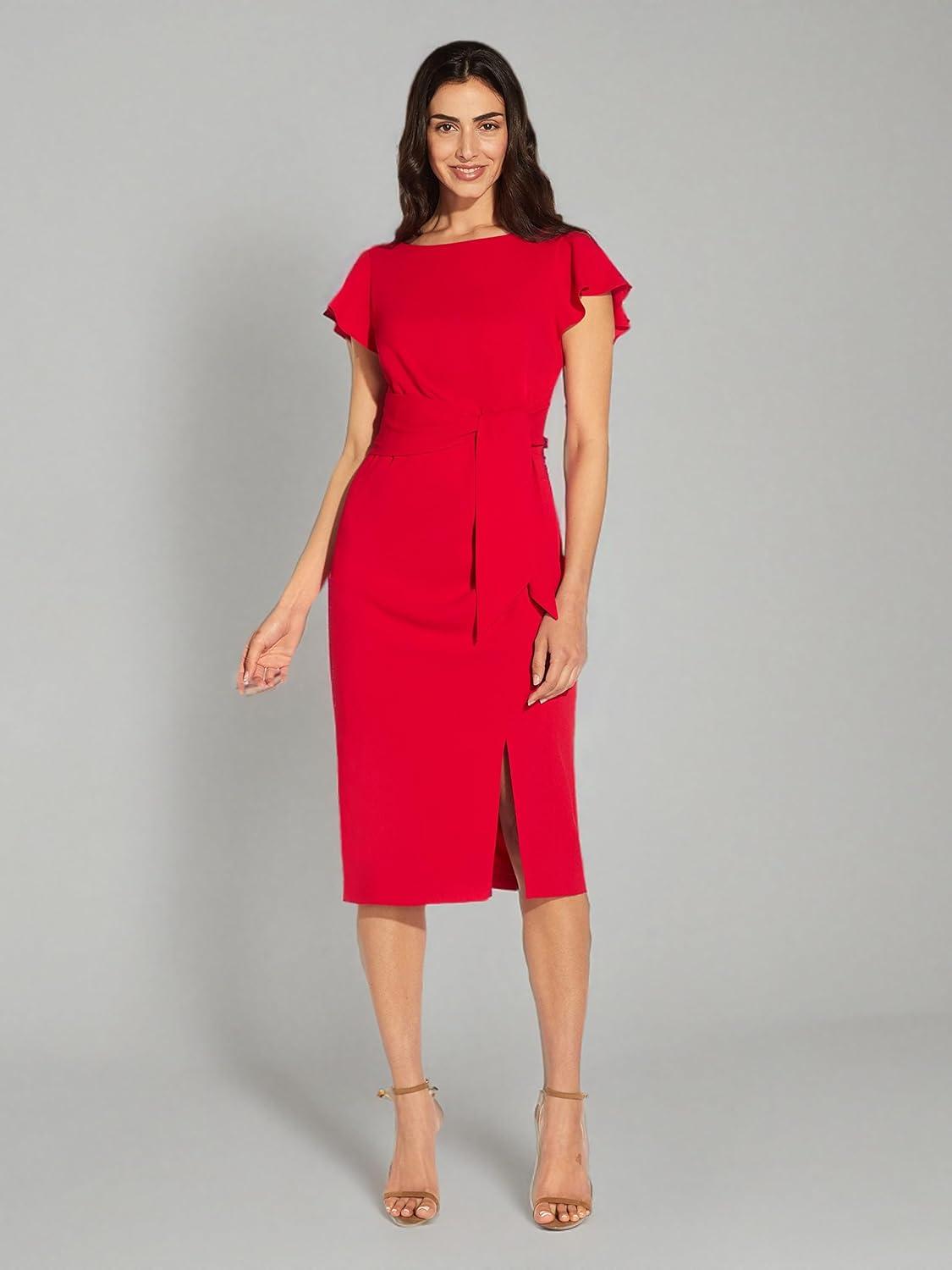imageAdrianna Papell Womens Crepe Sheath DressGeranium
