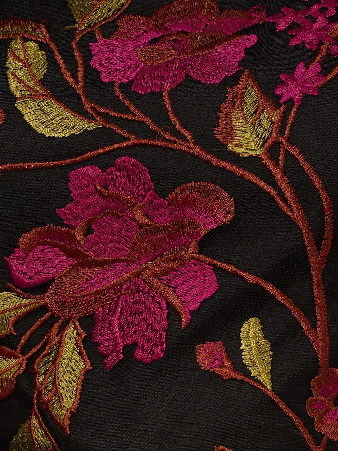 imageAdrianna Papell Womens Embroidered Midi DressPinkBlack