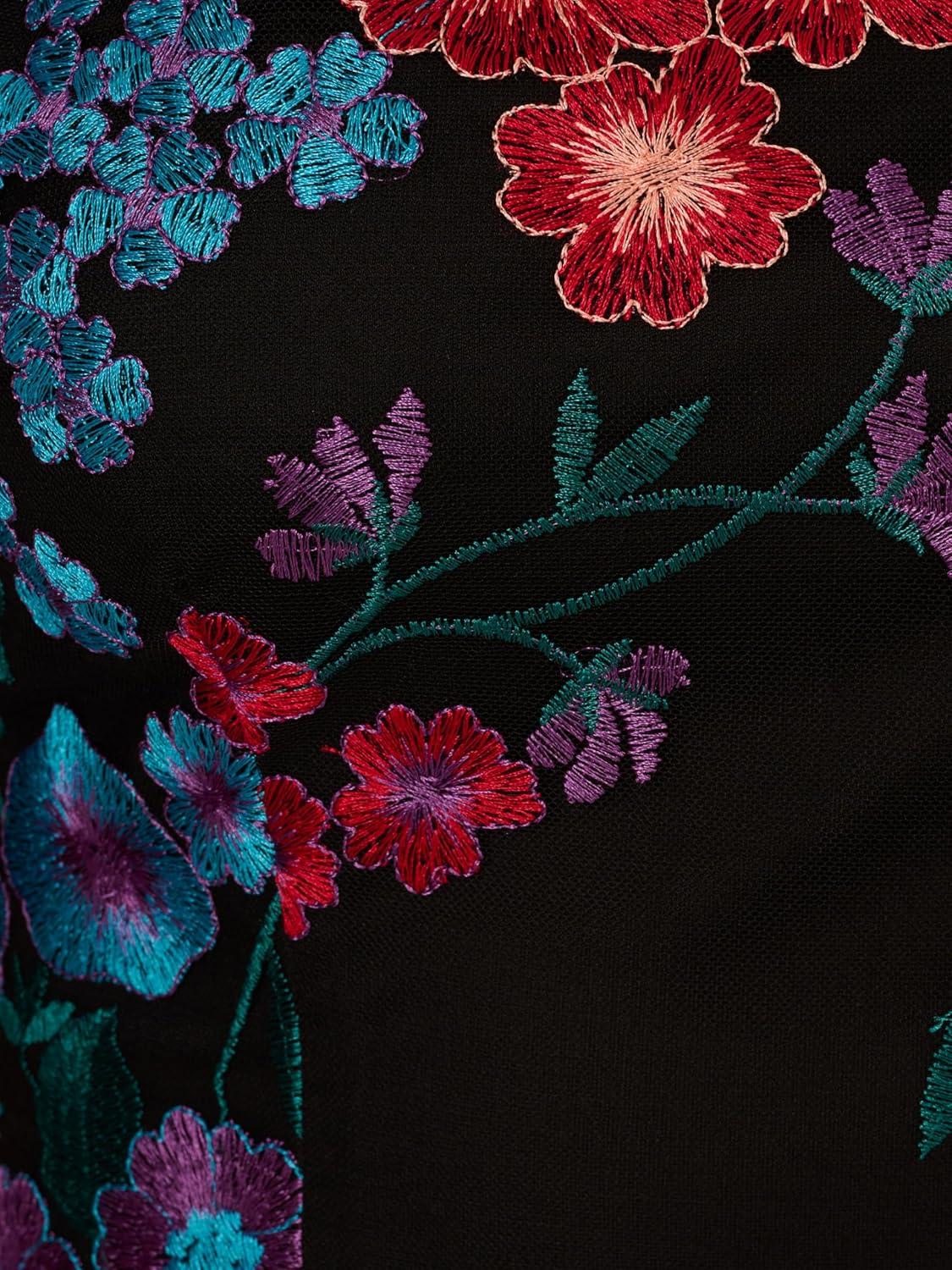 imageAdrianna Papell Womens Embroidered Short DressBlack Multi