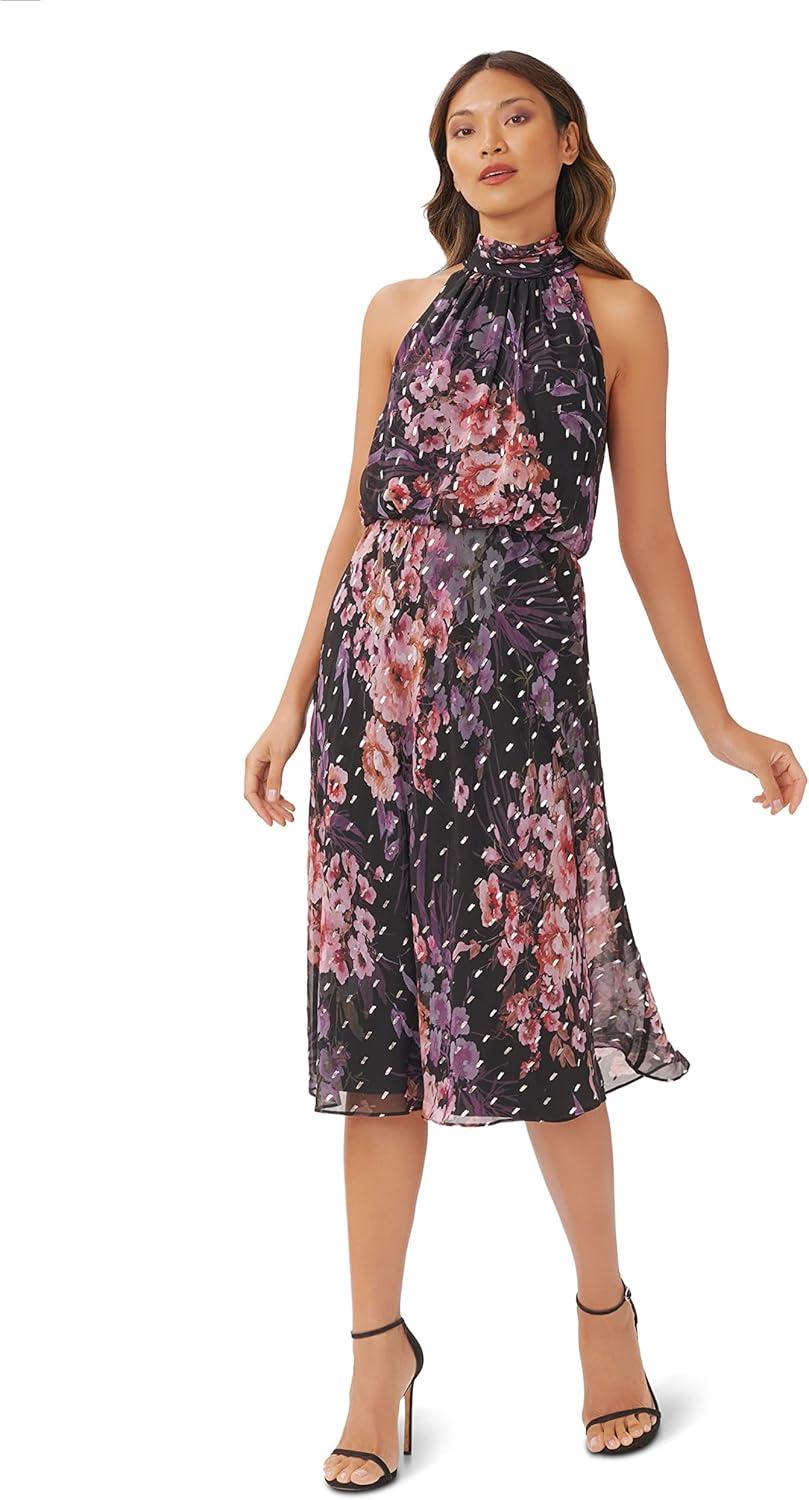 imageAdrianna Papell Womens Floral Chiffon Halter DressBlack Multi