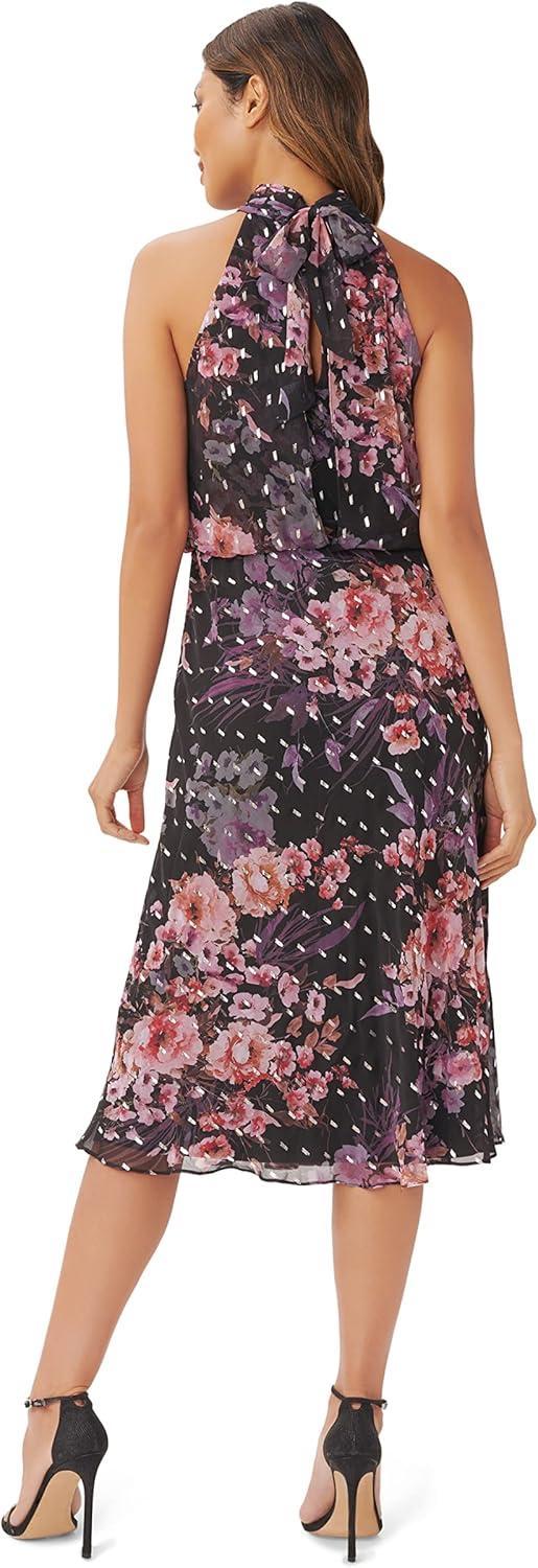 imageAdrianna Papell Womens Floral Chiffon Halter DressBlack Multi