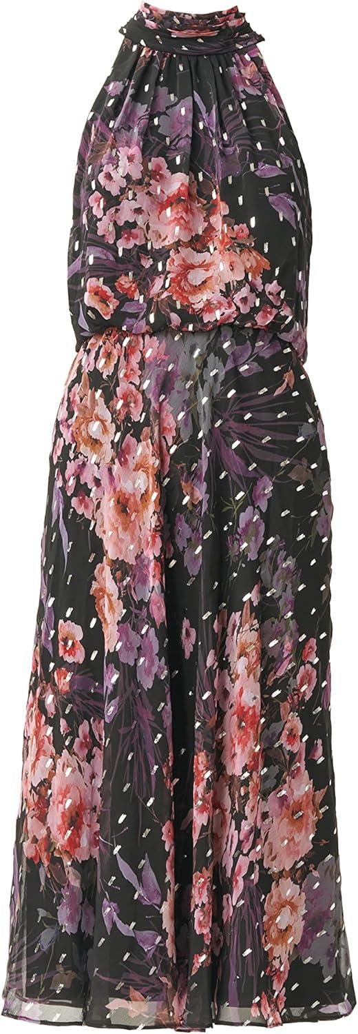 imageAdrianna Papell Womens Floral Chiffon Halter DressBlack Multi