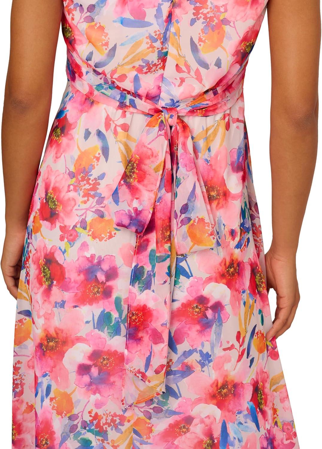 imageAdrianna Papell Womens Floral Chiffon Halter DressIvory Multi