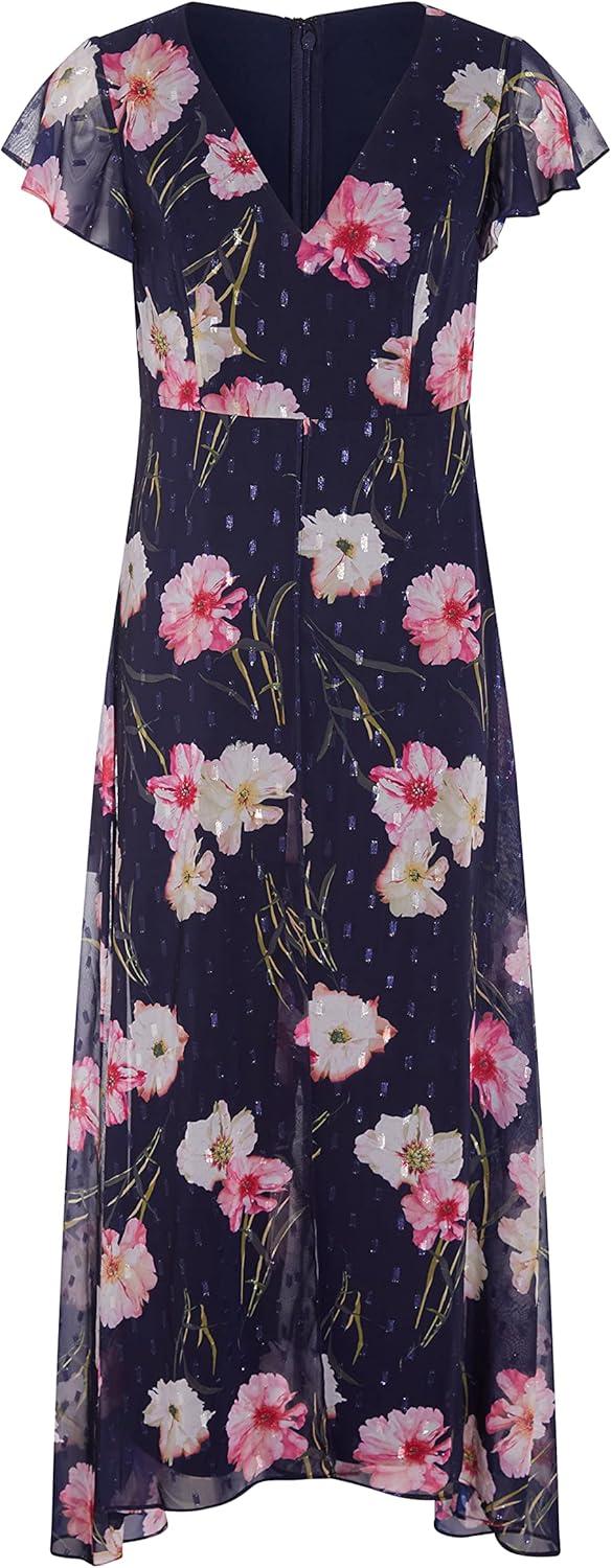 imageAdrianna Papell Womens Floral Print Metallic JumpsuitMidnight Multi