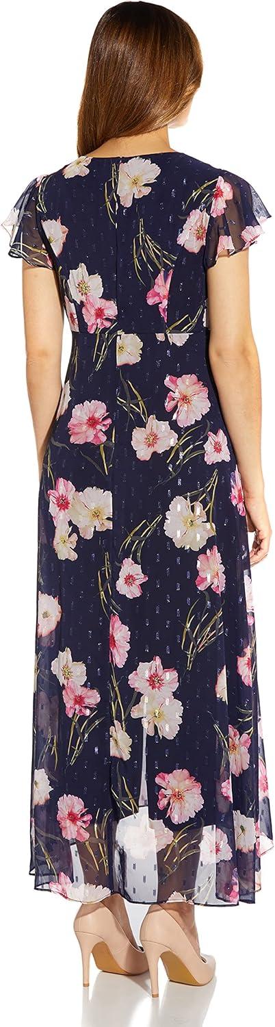 imageAdrianna Papell Womens Floral Print Metallic JumpsuitMidnight Multi
