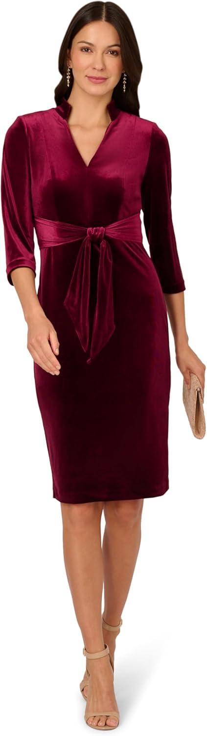 imageAdrianna Papell Womens Front Tie Short DressBurgundy